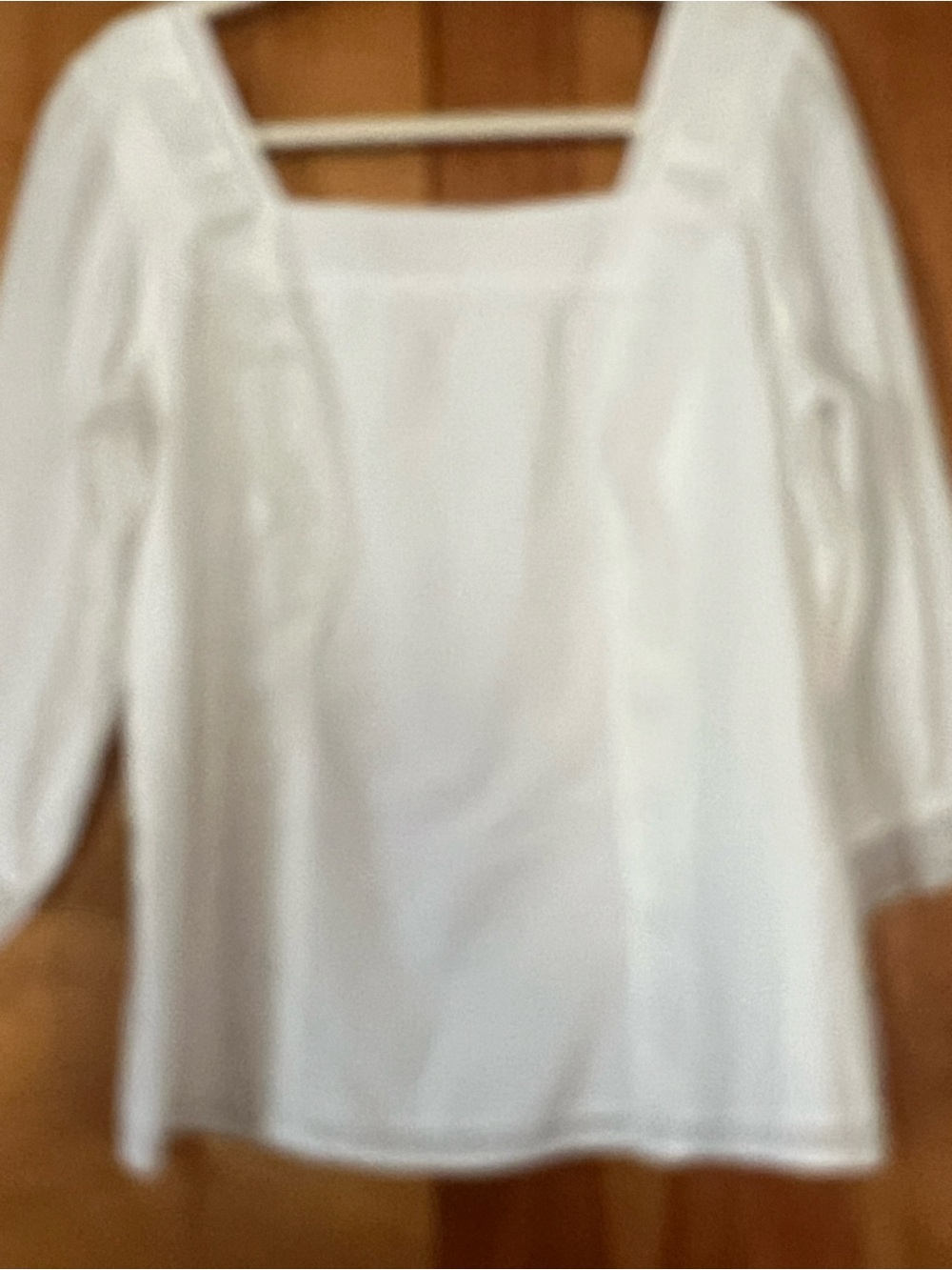 Talbots White Square-Neck Long Sleeve Blouse